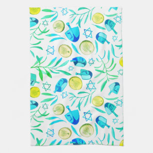 Hanukkah Dreidel Jewish Holiday Pattern Theedoek