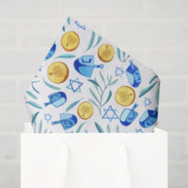 Hanukkah Dreidel Jewish Holiday Pattern Waterverf Tissuepapier