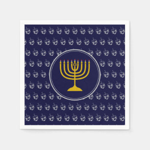 HANUKKAH Dreidel Menorah BLUE SILVER GRAY Servet