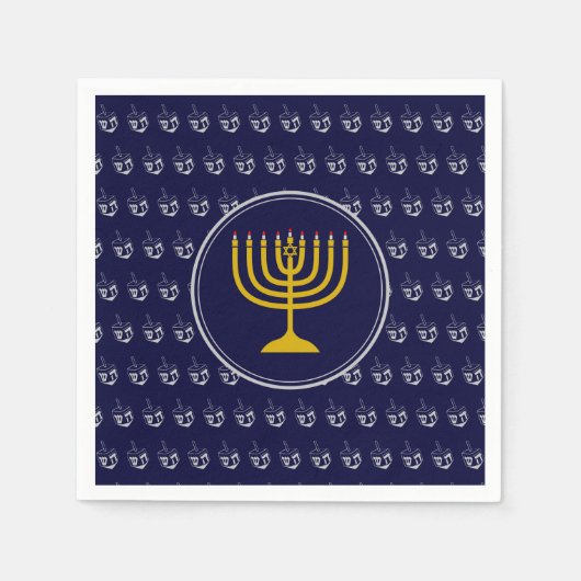 HANUKKAH Dreidel Menorah BLUE SILVER GRAY Servet (Voorkant)