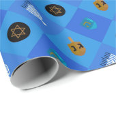 Hanukkah dreidel menorah cadeaupapier (Rol Hoek)