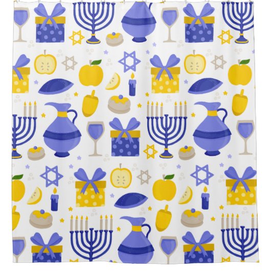 hanukkah dreidel menorah douchegordijn (Voorkant)