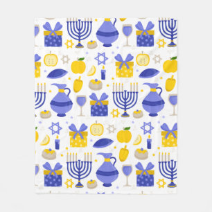 hanukkah dreidel menorah fleece deken