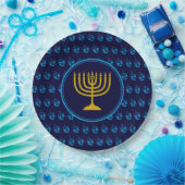 HANUKKAH Dreidel Menorah Israel Blue Silver Papieren Bordje (Feest)