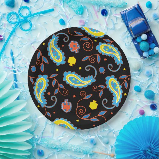 Hanukkah Dreidel Paisley Design Papieren Bordje (Feest)