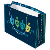 Hanukkah Dreidel Party Gift Bag Groot Cadeauzakje (Achterkant Gekanteld)