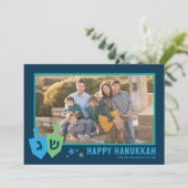 Hanukkah Dreidel Party Personalized Greeting Card Feestdagenkaart (Staand voorkant)