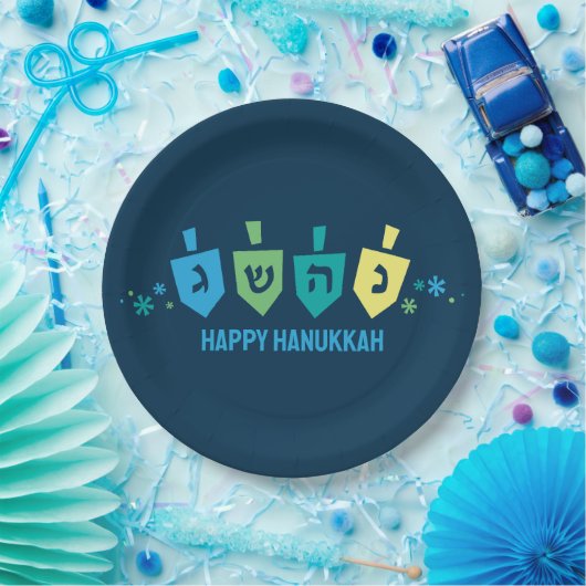 Hanukkah Dreidel Party Plates Papieren Bordje (Feest)