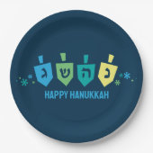 Hanukkah Dreidel Party Plates Papieren Bordje (Voorkant)