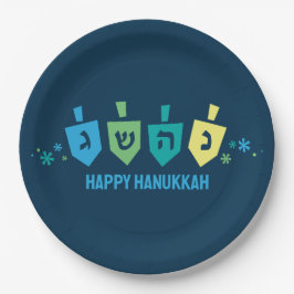 Hanukkah Dreidel Party Plates Papieren Bordje