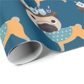 Hanukkah Dreidel Pug (aanpasbaar) Cadeaupapier (Rol Hoek)