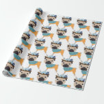Hanukkah Dreidel Pug (aanpasbaar) Cadeaupapier<br><div class="desc">Viel Chanokah met onze schattige dreidel pug!</div>