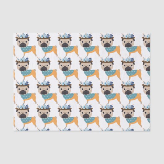 Hanukkah Dreidel Pug (aanpasbaar) Tissuepapier (Voorkant)