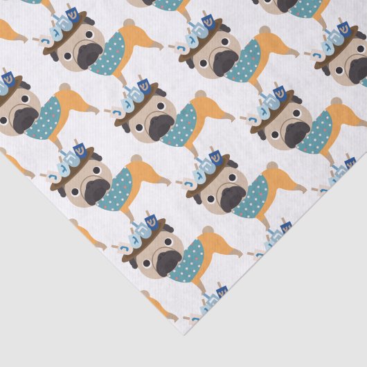 Hanukkah Dreidel Pug (aanpasbaar) Tissuepapier (Detail)