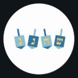 Hanukkah Dreidel Ronde Sticker<br><div class="desc">Dek de zalen en de rest van je huis in Hanukkah met dit ontwerp op je vakantieprojecten.</div>