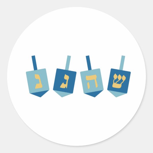 Hanukkah Dreidel Ronde Sticker (Voorkant)