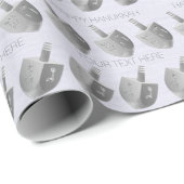 Hanukkah Dreidel Silver Pattern Personaliseer dit Cadeaupapier (Rol Hoek)