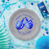 Hanukkah Dreidels Blue Festival of Lights Party Papieren Bordje (Feest)