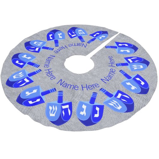 Hanukkah Dreidels Blue Gepersonaliseerde Chrismukk Kerstboom Rok (Gekanteld)