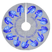 Hanukkah Dreidels Blue Gepersonaliseerde Chrismukk Kerstboom Rok (Voorkant)