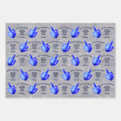Hanukkah Dreidels Blue Monogram Assortment Inpakpapier Vel (Voorkant)