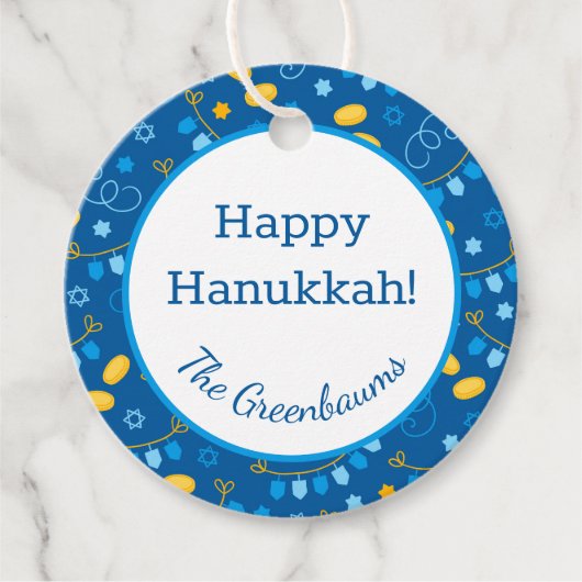 Hanukkah-dreidels cadeaubijsluiter bedankjes labels (Voorkant)