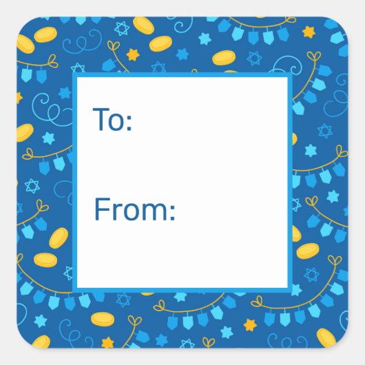 Hanukkah-dreidels cadeaubijsluiter vierkante sticker (Voorkant)