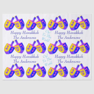 Hanukkah Dreidels Colorful Personalized Fun Kinder Tissuepapier