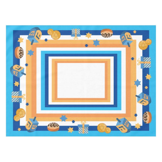 Hanukkah Dreidels Donuts & Stars Tafelkleed (Voorkant (Horizontaal))