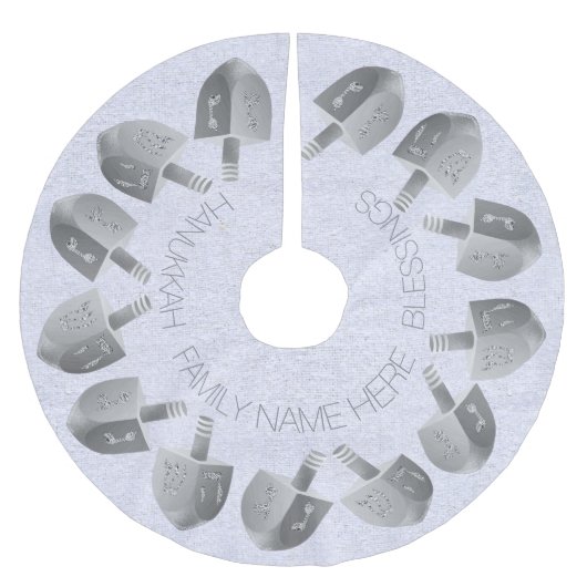 Hanukkah Dreidels Faux Silver Bling Chrismukkah Kerstboom Rok (Voorkant)