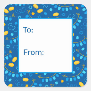 Hanukkah Dreidels Gift Label
