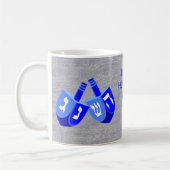 Hanukkah Dreidels in blauw Kinder Voeg Jouw naam p Koffiemok (Links)