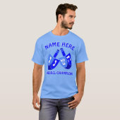 Hanukkah Dreidels in Blue Cute Dreidel Champion T-shirt (Voorkant volledig)