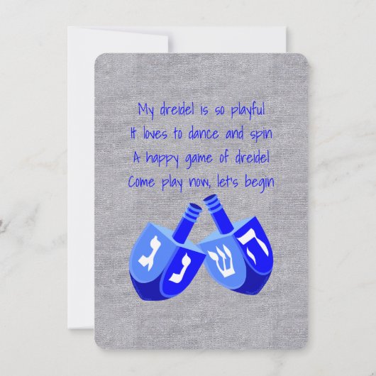 Hanukkah Dreidels in Blue Dreidel Song Party Kaart (Achterkant)