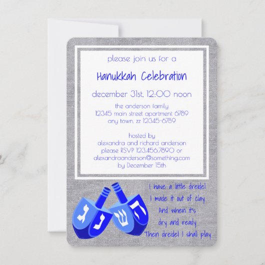 Hanukkah Dreidels in Blue Dreidel Song Party Kaart (Voorkant)