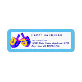 Hanukkah Dreidels Kleurrijke Helder Blauwe Rand Etiket (Voorkant)