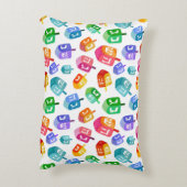 Hanukkah Dreidels Rainbow Waterverf Holiday Accent Kussen (Achterkant (Verticaal))