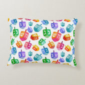 Hanukkah Dreidels Rainbow Waterverf Holiday Accent Kussen (Achterkant)