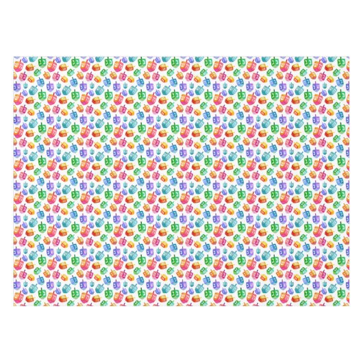 Hanukkah Dreidels Rainbow Waterverf Holiday Tafelkleed (Voorkant (Horizontaal))