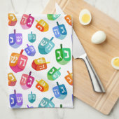 Hanukkah Dreidels Rainbow Waterverf Holiday Theedoek (Quarter Fold)