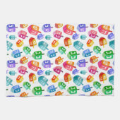 Hanukkah Dreidels Rainbow Waterverf Holiday Theedoek (Horizontaal)