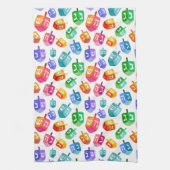 Hanukkah Dreidels Rainbow Waterverf Holiday Theedoek (Verticaal)