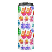Hanukkah Dreidels Rainbow Waterverf Holiday Thermosbeker (Achterkant)