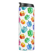Hanukkah Dreidels Rainbow Waterverf Holiday Thermosbeker (Geroteerd rechts)