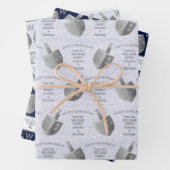 Hanukkah Dreidels Silver Monogram Assortment Inpakpapier Vel (In situ)