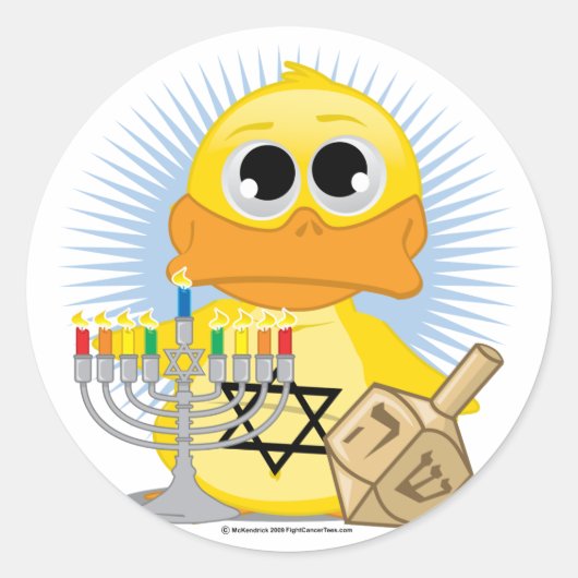 Hanukkah Duck Ronde Sticker (Voorkant)