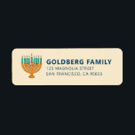 Hanukkah | Eenvoudige en moderne kaarsengroet Etiket<br><div class="desc">Dit is een eenvoudig en modern ontwerp van de Menorah- of tempelkandelaars.</div>