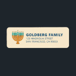 Hanukkah | Eenvoudige en moderne kaarsengroet Etiket<br><div class="desc">Dit is een eenvoudig en modern ontwerp van de Menorah- of tempelkandelaars.</div>