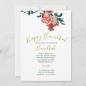 Hanukkah Elegant Light Festival Gold Pomegranate Kaart (Voorkant)