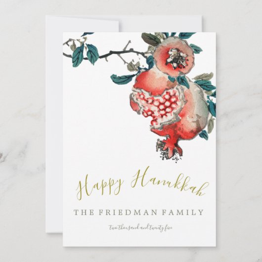 Hanukkah Elegant Light Festival Gold Pomegranate Kaart (Achterkant)